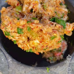 ป่นกุ้ง +ผักสด +ข้าวเหนียว