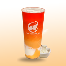 ชาไทยปั่นโมจิครีมชีส Thai Tea with Mochi and Cream Cheese