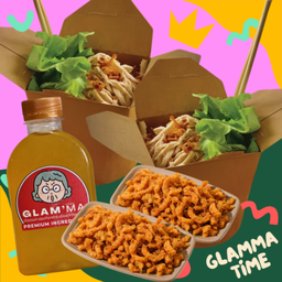 (ปีใหม่2026) หมี่ไก่ฉีกแกรมม่า 2 กล่อง + หมูกระจกแซ่บ 15G 2 ถุง + น้ำ 1 ขวด