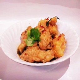 ปลาสามรส + ไข่เจียว+น้ำพริกกะปิ+ผักสด