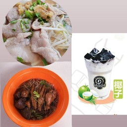 ชุดเซ็ท2 -ก๋วยเตี๋ยวหมูน้ำใส-ก๋วยเตี๋ยวไก่ตุ๋นรวม-เฉาก๊วยมะพร้าว