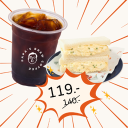 อเมเย็น / ลาเต้เย็น พร้อมแซนวิชไข่