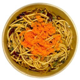 สปาเก็ตตี้กะเพราหมูสับไข่กุ้ง