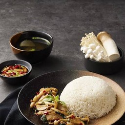 กะเพราเห็ดรวม ( เป็นกับข้าว )