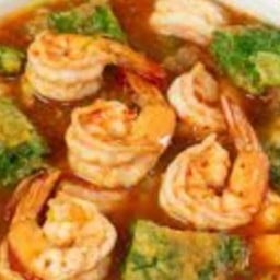 Ki03.86 แกงส้มชะอม 100 กรัม ไข่เจียว 3ฟอง กุ้ง 150 กรัม