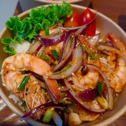 ลาบกุ้งราดข้าว