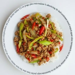 กะเพราหมูสับผัดพริกหยวกบิ๊กบึ้มราดข้าวหอมมะลิ