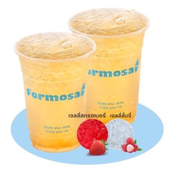 ชาเขียวมะลิ + เจลลี่ลิ้นจี่ + เจอลี่สตอเบอรี่ไซส์ m 2 แก้ว 99 บาท