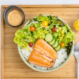 ข้าวหน้าปลาแซลมอน นอร์เวย์ น้ำสลัดต้มยำ