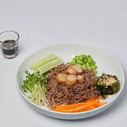 หอยเชลล์โซบะเจ vegan scallops soba