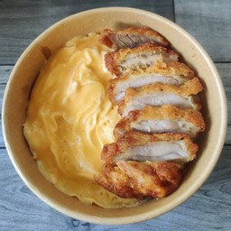 ข้าวไก่ทอด (พริกไทย) - ไข่ข้น