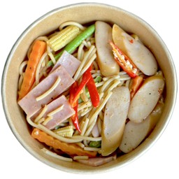 สปาเก็ตตี้ขี้เมาแฮม+ไส้กรอก