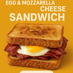 แซนด์วิช เบค่อน ไข่ดาว มอสซาเรร่าชีส ทรงเครื่อง