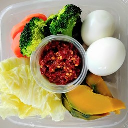 ชุดน้ำพริกตาแดง +ผักต้ม+ไข่ต้ม(ไม่มีข้าว)