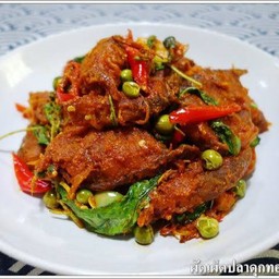 ผัดเผ็ดปลาดุก ลวก-ทอด