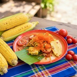 ตำข้าวโพดปิ้ง+ไข่กุ้งท่วม