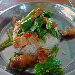 ข้าวคะน้าหมูกรอบ