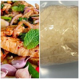 ลาบน้ำตกหมู+ข้าวเหนียว