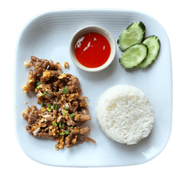 .ข้าวราดกระเทียมพริกไทย.