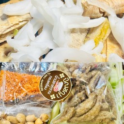 [เซตสุดฮิต] ยำมะม่วงปลากรอบ ใส่ปลาร้าแซ่บนัว + กล้วยปิ้ง มะพร้าวอ่อน  น้ำกะทิสูตรคาราเมลหอมอร่อย