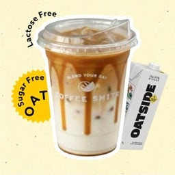 Oat milk คาราเมล ลาเต้เย็น