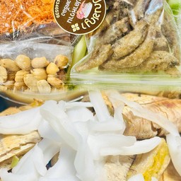 [เซตสุดฮิต] ยำมะม่วง ข้าวโพด ปลากรอบ + กล้วยปิ้งดั้งเดิม น้ำกะทิสูตรคาราเมล หอมอร่อย