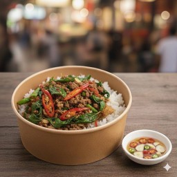 ข้าวกะเพราเนื้อสับ