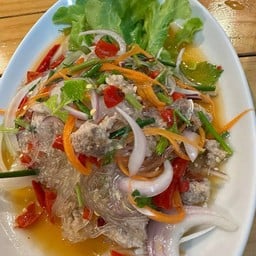 ยำวุ้นเส้นหมูสับ/เครื่องดื่มสิงห์เลมอนโซดาเหลือง