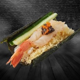 แฮนด์โรลกุ้งโบตันทรัฟเฟิล