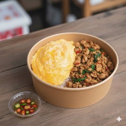 ข้าวไข่ข้นกะเพราไก่สับ