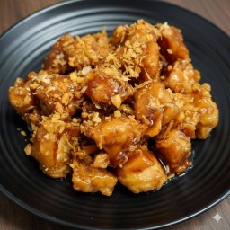 ไก่กรอบชอสกระเทียม (กับข้าว)