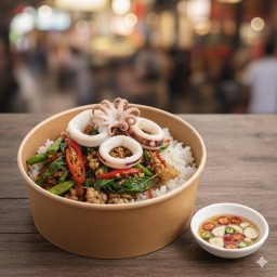 ข้าวกะเพราปลาหมึก