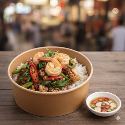 ข้าวกะเพรากุ้ง