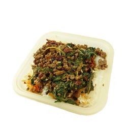 ข้าวหอมมะลิกะเพราคั่วพริกเนื้อออสเตรเลีย