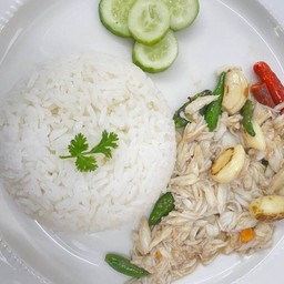 อกปู ผัดพริกขี้หนู ราดข้าว