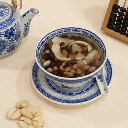 ถั่วลิสงต้มถั่วแดงแปะฮะ  Boiled Peanuts With Red Beans Ans Lily Blub
