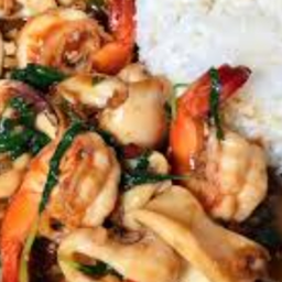 KH08.45 ผัดกะเพราทะเล 50 กรัม ราดข้าว