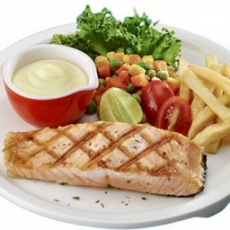 สเต๊กปลาแซลม่อนย่าง+FF