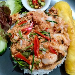 ชุดข้าวห่อหมกกุ้ง+ไข่เจียว