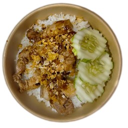 ข้าวหมูสามชั้นกระเทียม