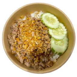 ข้าวหมูสับทอดกระเทียม