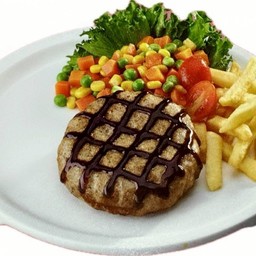 สเต๊กหมูบด+FF