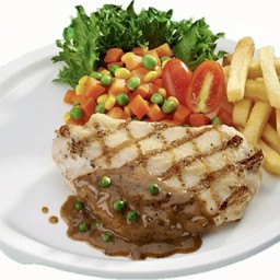 สเต๊กอกไก่พริกไทยดำ+FF