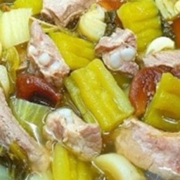 Ki03.58 แกงจืดกระดูกอ่อนใบพายหมูตุ๋น 150 กรัม มะระจีน 100 กรัม