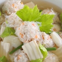 Ki03.55 แกงจืดลูกเงาะ วุ้นเส้น 100 กรัม หมูสับ 150 กรัม ผักรวม 100 กรัม