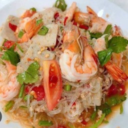 [อร่อยซ่ากับโค้ก] ยำวุ้นเส้นหมูสับ-หมูยอ + โค้ก ออริจินัล (ขวด)