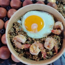 ข้าวหมูสับกุ้งทรงเครื่อง+ไข่ดาว