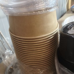 ชามกระดาษคราฟท์ + ฝาปิด