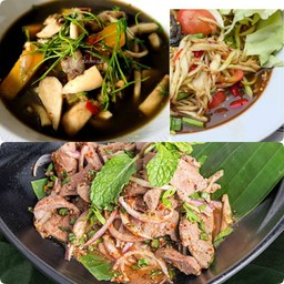 [เซตสุดฮิต] ตำปูปลาร้า เด็ดๆ นัวร์ๆ + ตับหวาน + แกงเห็ดนัวร์ๆเด็ดๆ