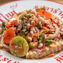 ยำไทย#ปลาร้าคุณนาย (หมูยอ หมูสับ วุ้นเส้น ไข่แดง)